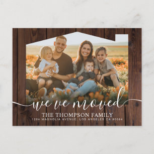 Rustic Wood We've Moved New Home Photo Moving Announcement Postcard