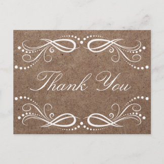Rustic Wood white Floral Vintage Thank You Postcard