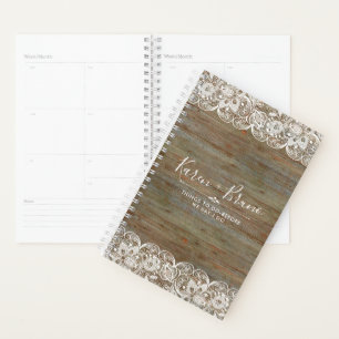 Rustic Wood White Girly Lace Wedding Planner