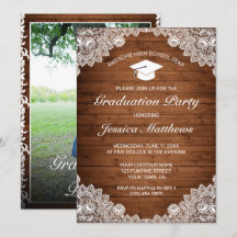 Rustic Wood & White Lace Photo Graduation