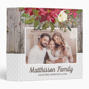 Rustic Wood White Lace Red Christmas Binder