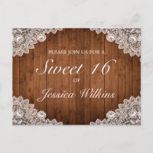 Rustic Wood & White Lace Sweet 16