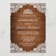 Rustic Wood & White Lace Tiara Quinceañera