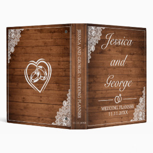 Rustic Wood & White Lace Wedding Binder
