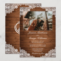 Rustic Wood & White Lace Wedding Photo