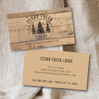 Rustic Wood Wilderness Forest Vacation Rentals Business Card