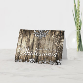 Rustic Wood Will you be my Bridesmaid Card