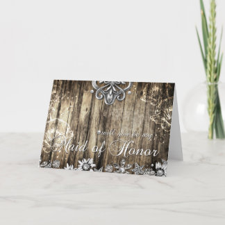 Rustic Wood Will you be my Maid of Honour Card