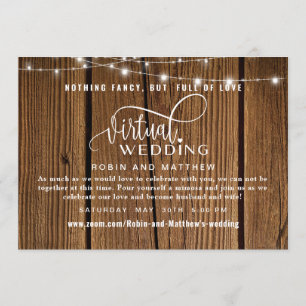 Rustic Wood with Lights, Online Virtual Wedding Invitation