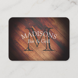 Rustic Wood with Monogram Business Card