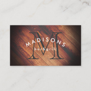 Rustic Wood with Monogram Business Card