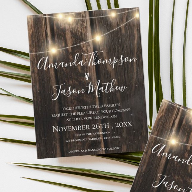 Rustic Wood With String Lights Vow Renewal Invitation (Creator Uploaded)