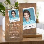 Rustic Wood with vintage square photo frame Business Card<br><div class="desc">A vintage and trendy design with a retro picture border that you can add your favourite selfie or portrait of a friend. Use a square photo to create a unique and personal gift or keep the hipster puppy and make a trendy keepsake. If you need to adjust the pictures, click...</div>