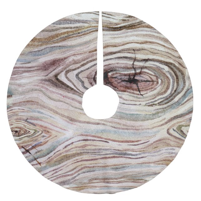 Rustic Wood Wooden Tree Grain Country Brushed Polyester Tree Skirt (Front)