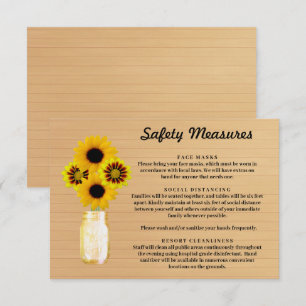 Rustic Wood Yellow Floral Mason Jar Safety Measure Enclosure Card