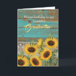 Rustic Wood Yellow Sunflowers Grandmother Birthday Card<br><div class="desc">A rustic teal wood,  lace and yellow sunflowers for my grandmother birthday card. The inside card message can be personalized if wanted. The back has a wood and sunflower design. Please see all photos. This pretty rustic grandmother birthday card would make a wonderful keepsake for her.</div>