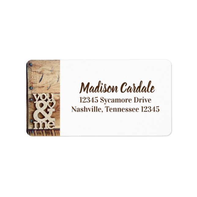 Rustic Wood You and Me Wedding Return Address Label (Front)