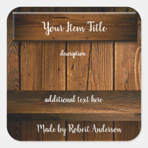 Rustic Wood Your Item Sq Product Label