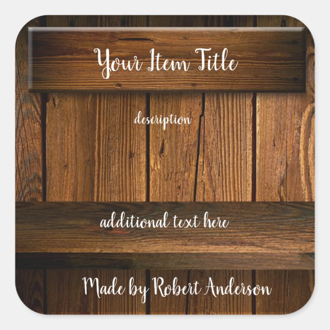Rustic Wood Your Item Sq Product Label (Front)
