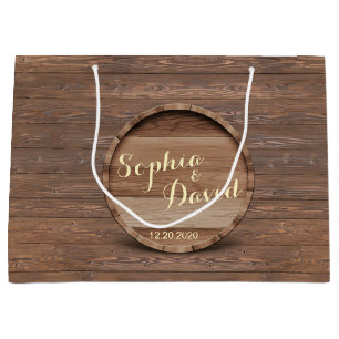 Rustic Wooden Barrel Wedding Custom Favour Bag