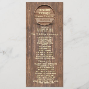 Rustic Wooden Barrel Wedding Custom Program