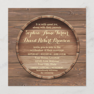 Rustic Wooden Barrel Wedding Invitation