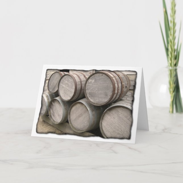 Rustic Wooden Barrels Card (Front)