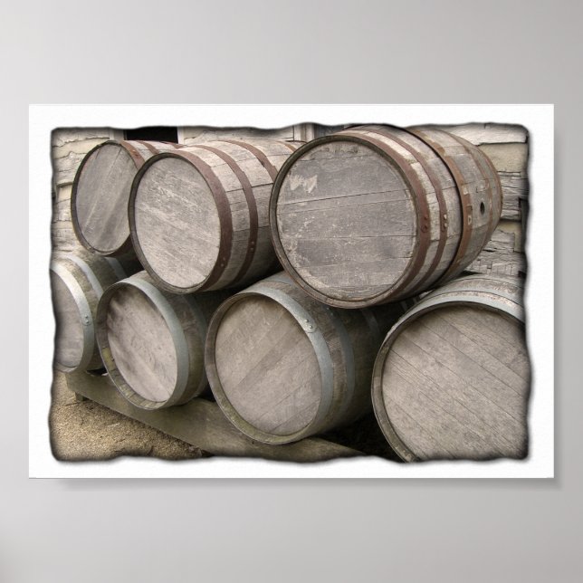 Rustic Wooden Barrels Poster (Front)