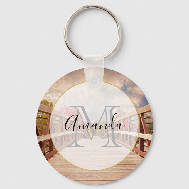 Rustic Wooden Bridge in the Country Keychain (Front)