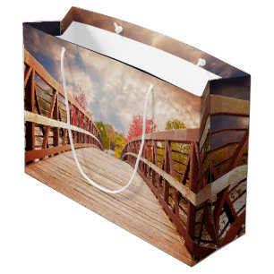 Rustic Wooden Bridge in the Country Large Gift Bag