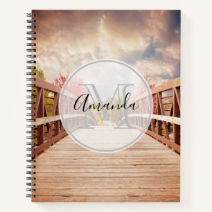 Rustic Wooden Bridge in the Country Monogram Notebook