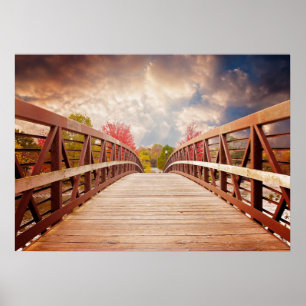 Rustic Wooden Bridge in the Country Poster