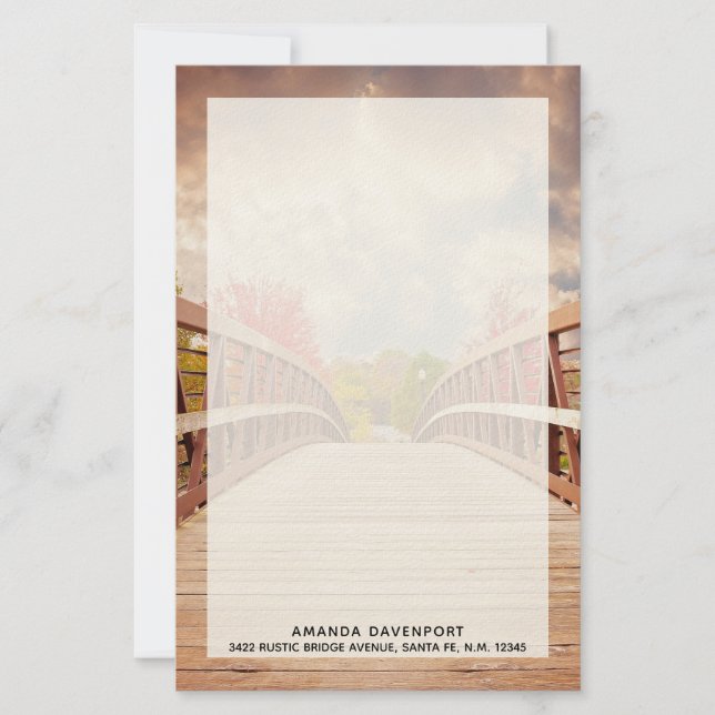 Rustic Wooden Bridge in the Country Stationery (Front)