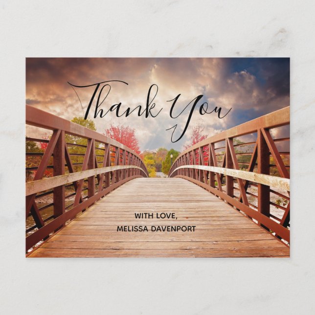 Rustic Wooden Bridge in the Country Thank You Postcard (Front)