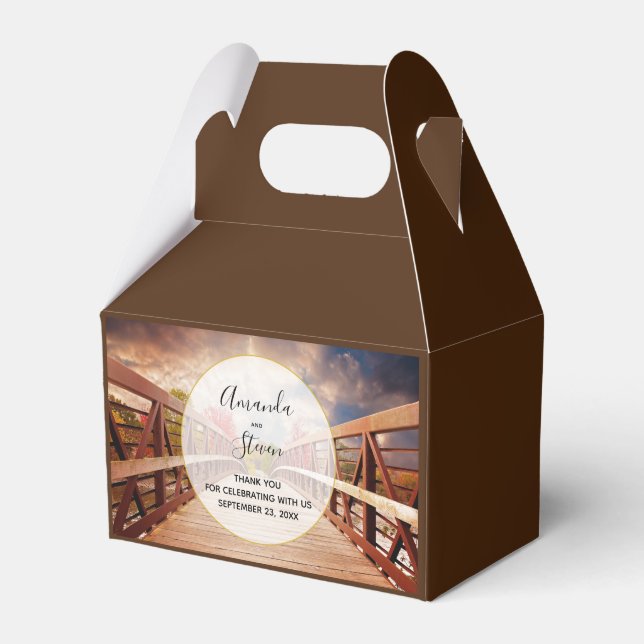 Rustic Wooden Bridge in the Country Wedding Favor Box (Front Side)