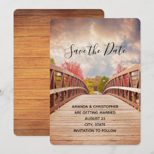 Rustic Wooden Bridge in the Country Wedding Save The Date