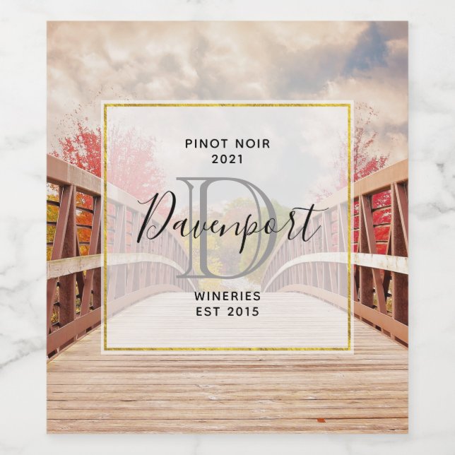 Rustic Wooden Bridge in the Country Wine Making Wine Label (Single Label)