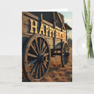 Rustic Wooden Cart Birthday Card