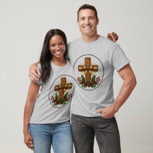 Rustic Wooden Cross Christmas Ornament T-Shirt