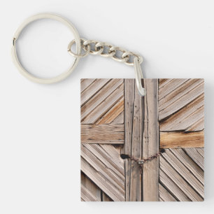 Rustic Wooden Door Keychain