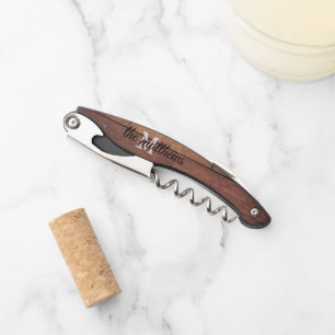 Rustic Wooden Farmhouse Personalised Monogram Corkscrew