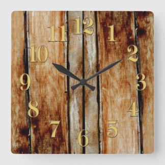 Rustic Wooden Fence Boards Timber-Effect Clock