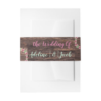 Rustic Wooden Floral Wedding Invitation Belly Band