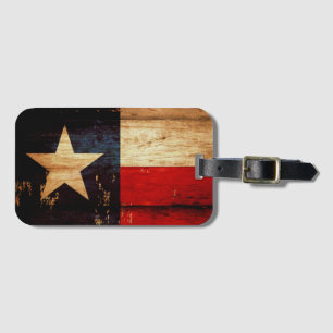 Rustic Wooden Grunge Texas State Flag Luggage Tag