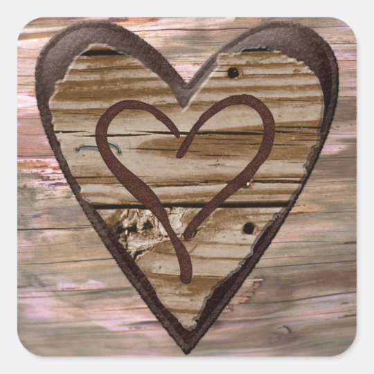 Rustic wooden hearts love envelope seal stickers