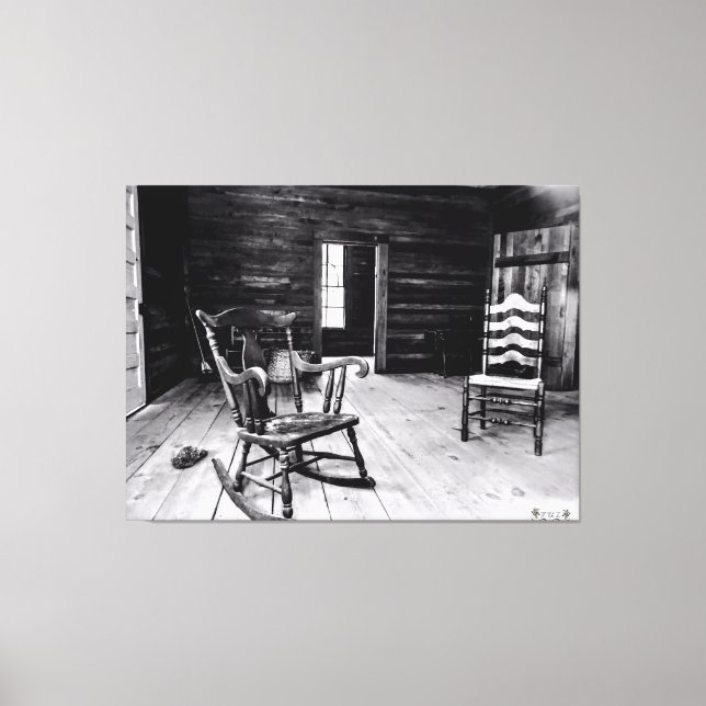 Rustic Wooden Interior with Empty Chairs Canvas Print (Front)