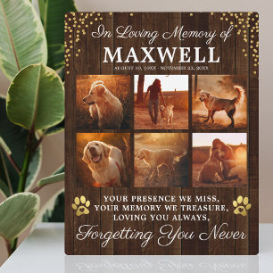 Rustic Wooden Memorial Dog Plaque