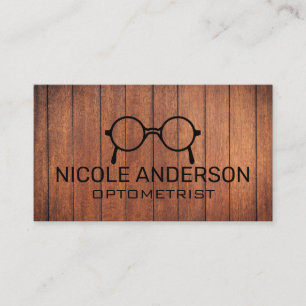 Rustic Wooden Optometrist Eye Glasses Business Card