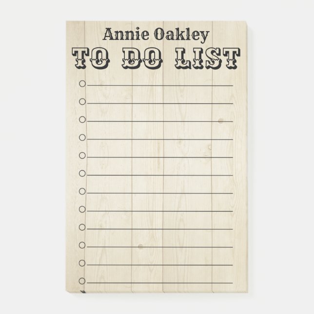 Rustic Wooden Personalized To Do List Post-It Note (Front)