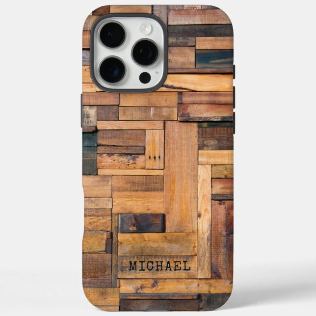 Rustic Wooden Planks Timber Personalized Name Case-Mate iPhone Case (Back)